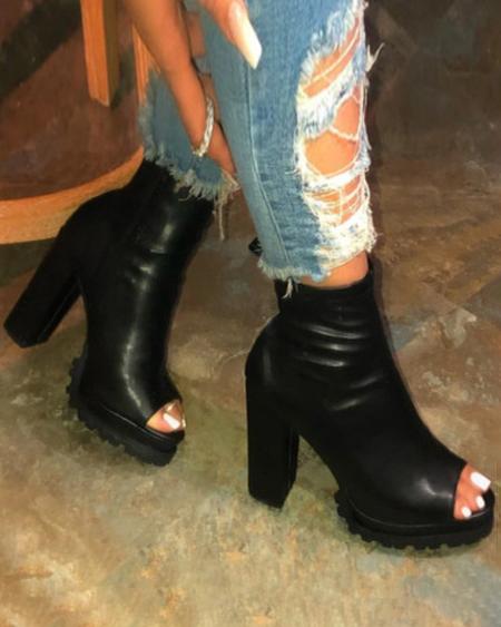 PEEP TOE ZIPPER BOOT