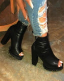 PEEP TOE ZIPPER BOOT