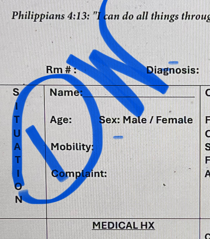 SBAR MED SURGE NURSE REPORT SHEET