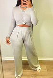 Solid Top & Wide-Leg Pants Set