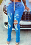 Distressed Boot-Cut Jeans